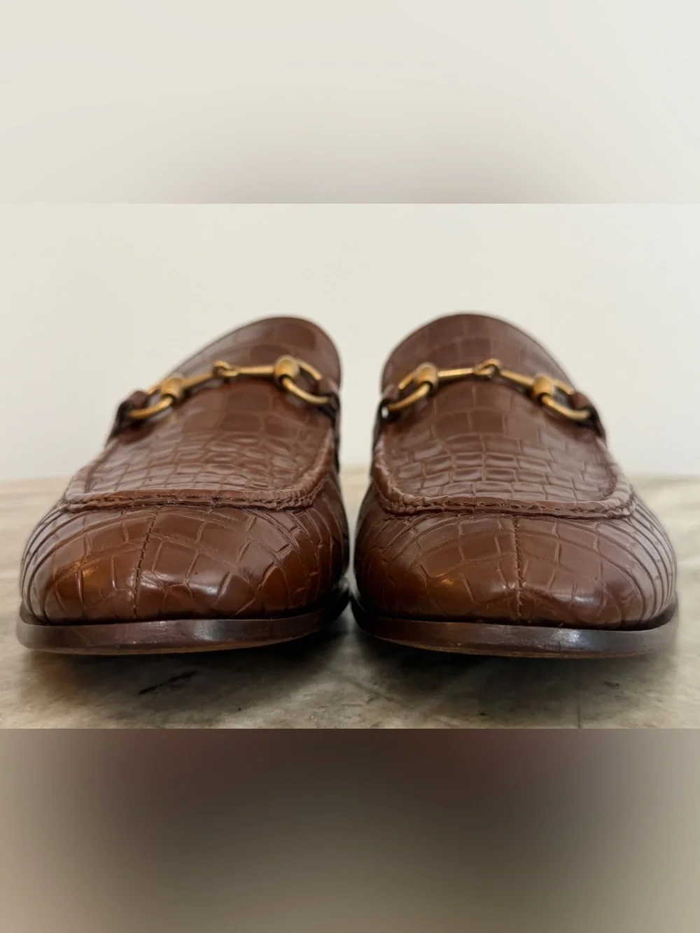 GUCCI JORDAAN CROCODILE LOAFERS BROWN HORSEBIT 1953 9 /  9.5 US  $4500 ALLIGATOR
